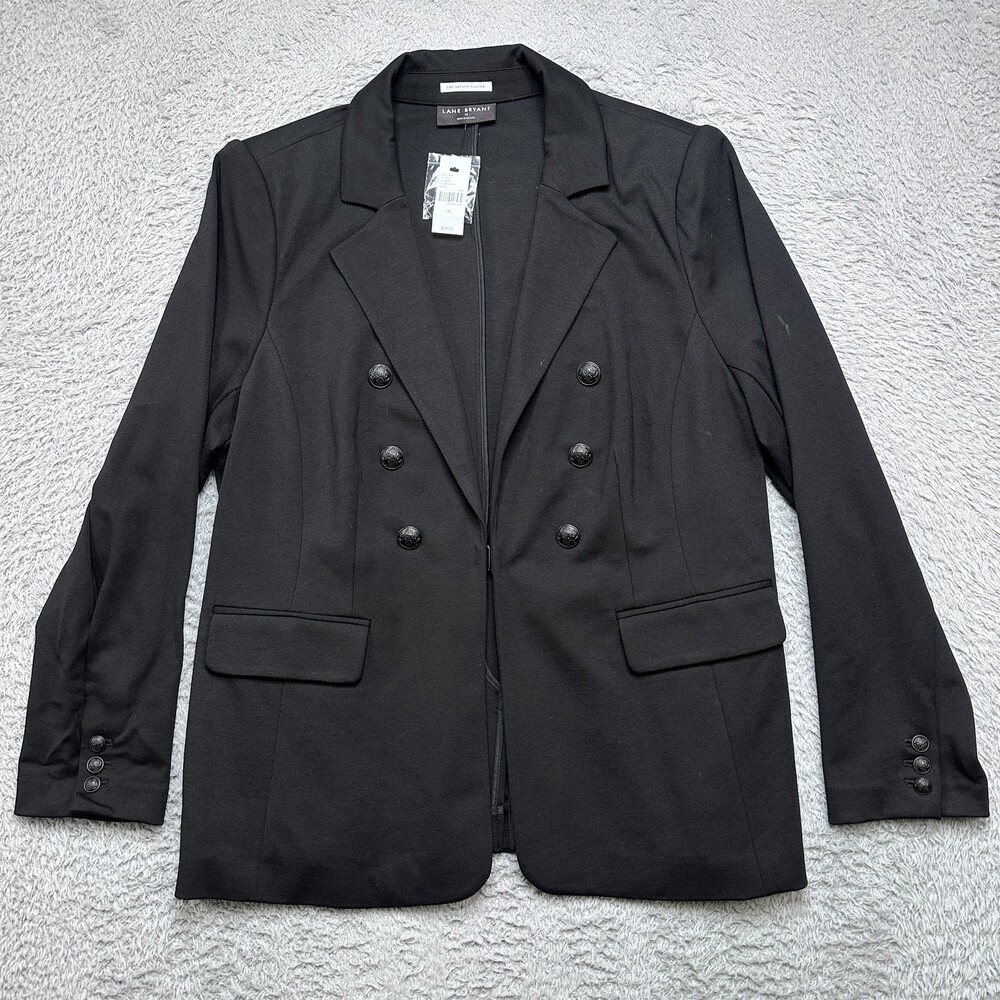 NWT Lane Bryant Blazer Womens 18 Black Double-Breasted Buttons Business $99